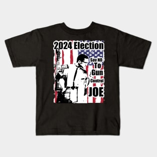 2024 Election Red White Blue Flag Feb Hero Say No To Gun Control Joe Kids T-Shirt